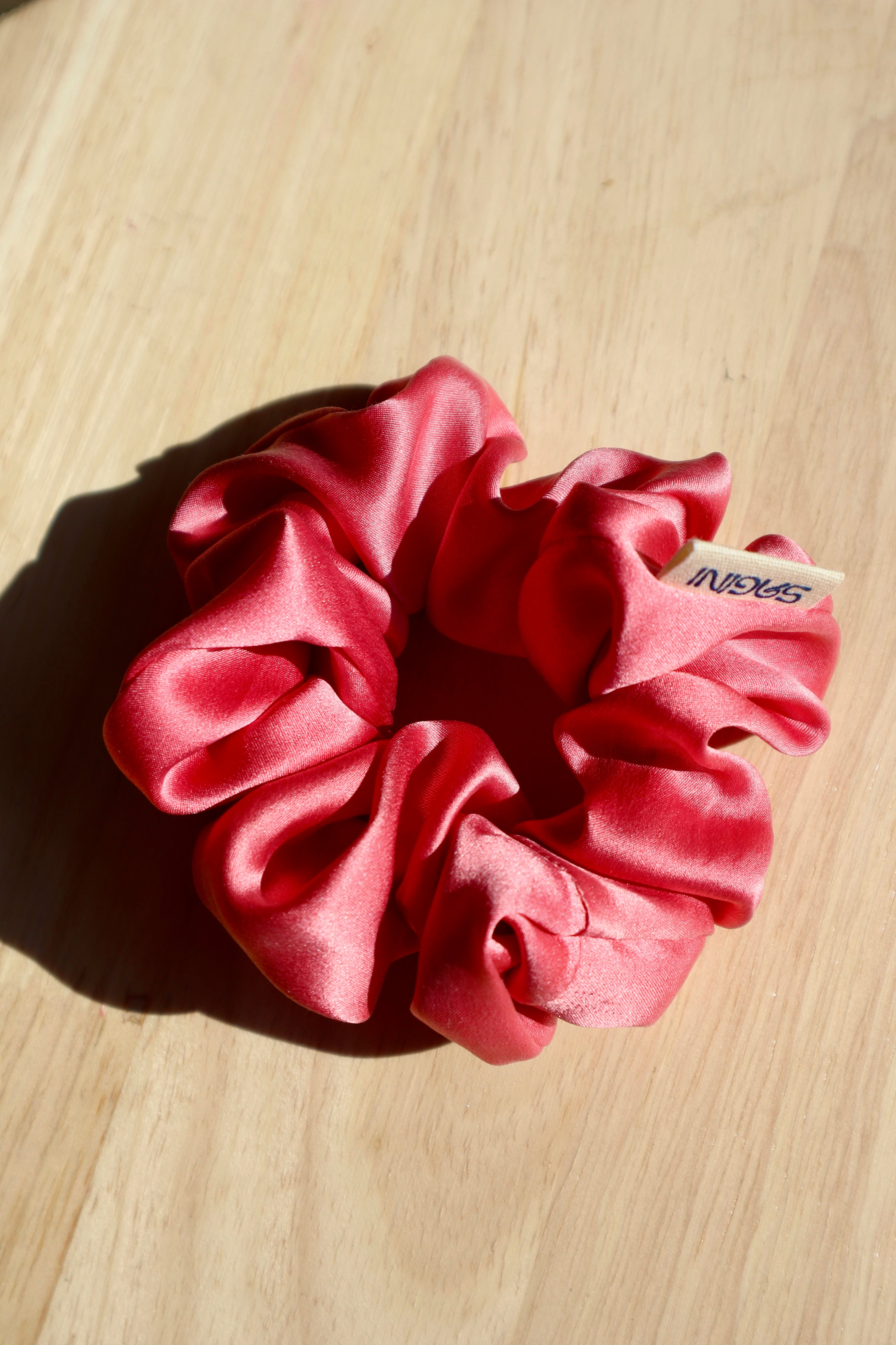 Coral Classic Silk Scrunchie