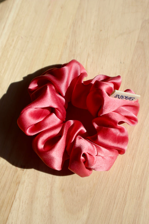 Coral Classic Silk Scrunchie